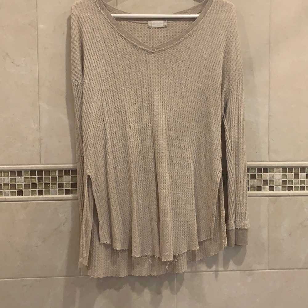 Long sleeve waffle knit shirt